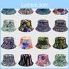 Tie Dye Fisherman Hat Uv Protection Assorted Colors Print Butterfly Cat Cap Leaf