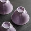 Purple Hand Painted Tea Cup Scalloped Rim Ceramic Gongfu Tea Set Master Cup Vintage Luxury Porcelain Drinking Cup Home Gift