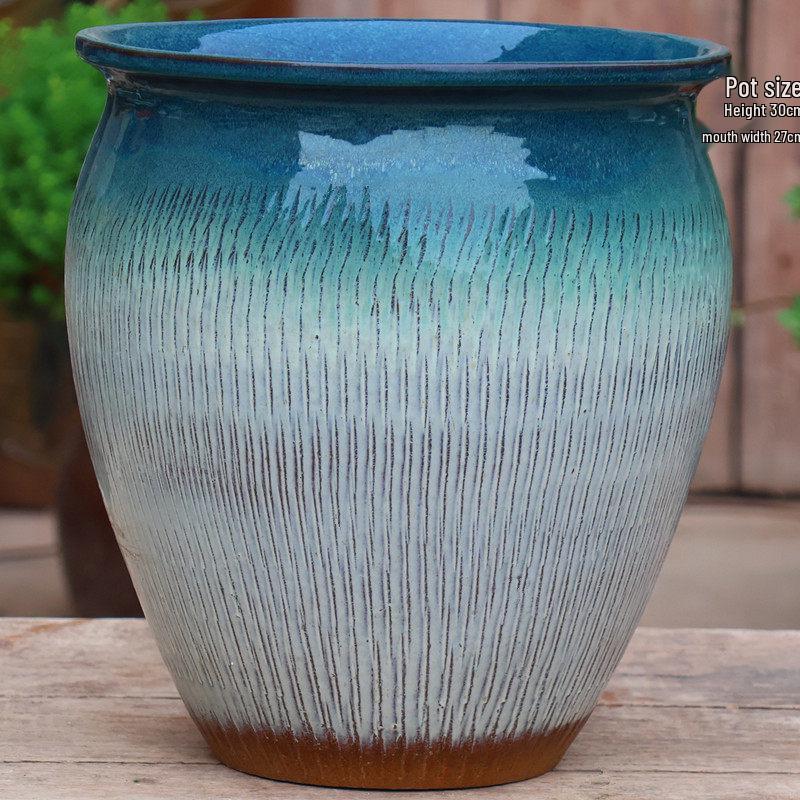 Large Retro Handmade Ceramic Flower Pot for Bougainvillea and Bird of Paradise