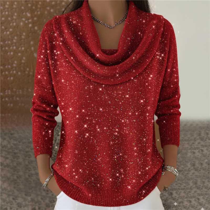 2026 Womens Solid Color Long Sleeve Knit Sweater Loose Fit U-Neck Casual Pullover
