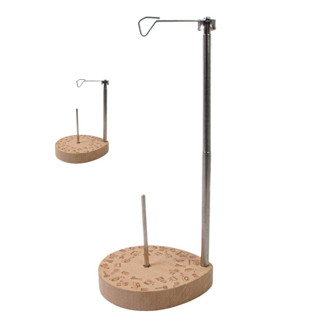 Adjustable Single Thread Spool Holder 6.3-15.5 Inch Height Thread Holder with Wooden Base Spool Holder for Quilting & Embroidery