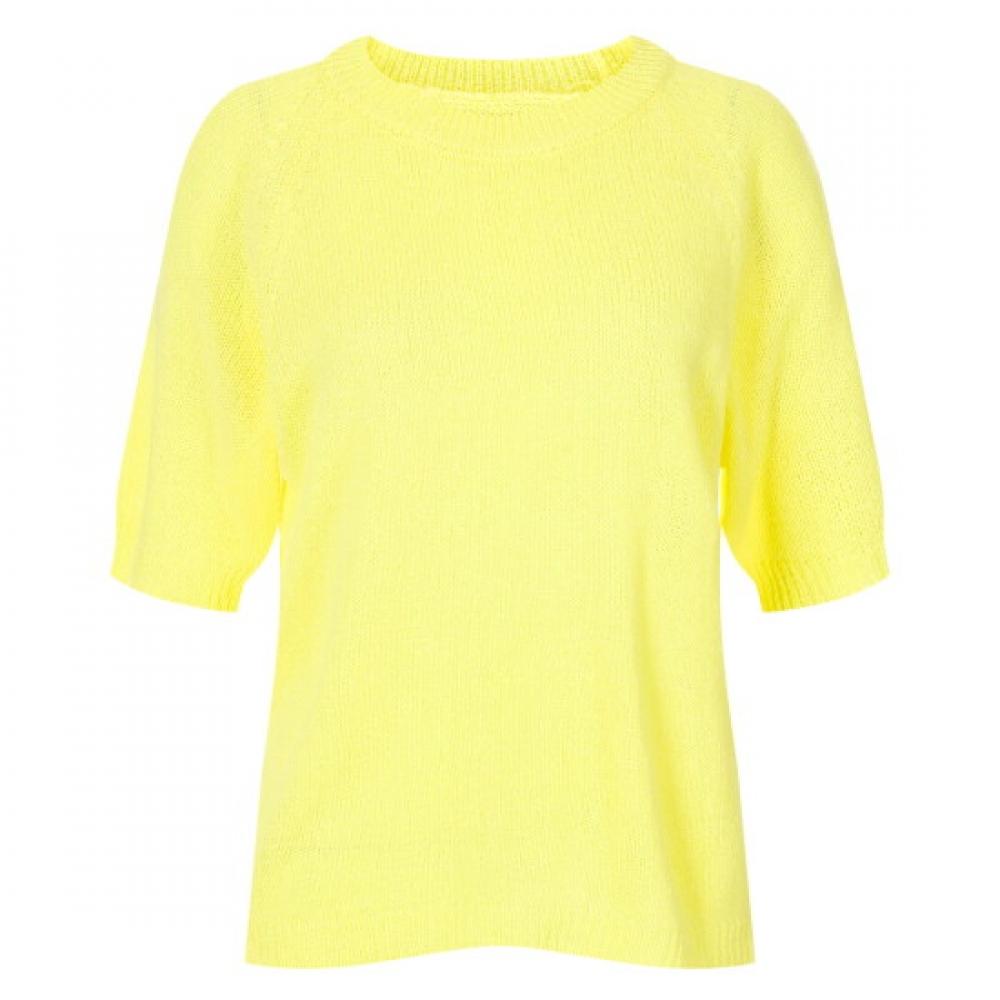Shop Women Round Neck KniTTed T shirT shorT Sleeve Yellow Frb Wkn 20414