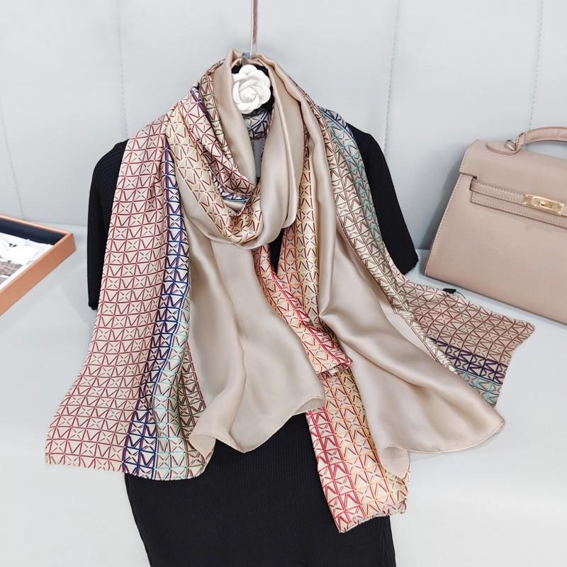 Новый искусственный шелк с принтом шелковый шарф для женщин универсальный геометрический солнцезащитный пляжное полотенце этнический стиль украшение марлевая шаль