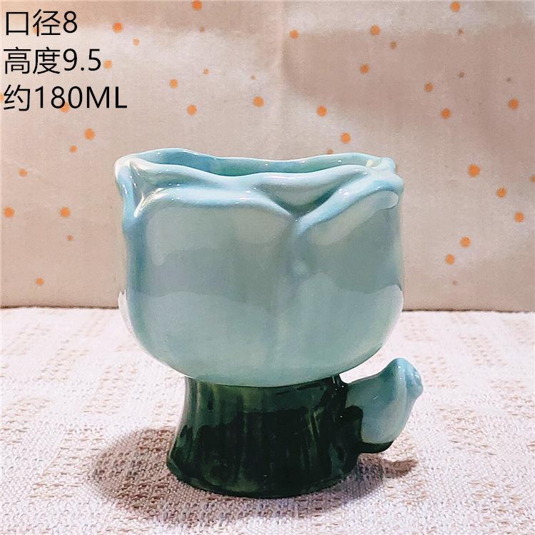 1 шт. 180 мл Тюльпан Градиент Цветок Расписанная вручную Чашка для воды Подставка для свечи Керамическая кружка Крышка В помещении Шкатулка для драгоценностей