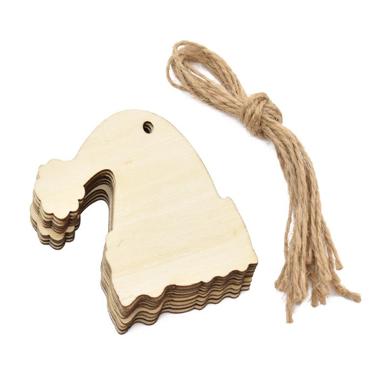 10Pcs Christmas Wooden Round Baubles Tags Christmas Tree Hanging Balls Decoration Kids DIY Craft Ornaments Navidad New Year 2024