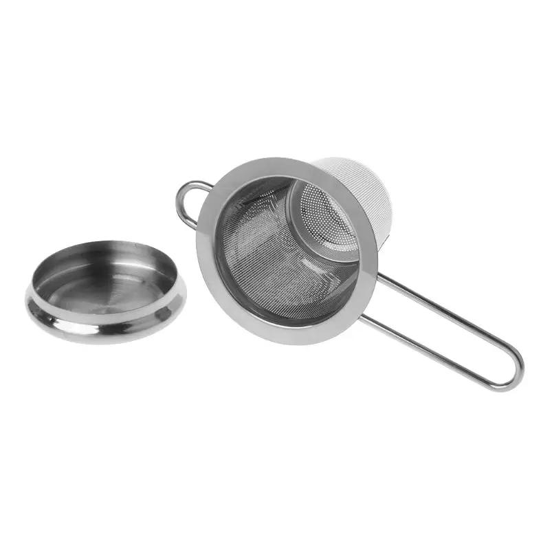 Reusable Mesh Tea Infuser Stainless Steel Strainer Loose Leaf Teapot Spice Filter With Lid Cups Kitchen Accessories