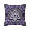 Tree Of Life With Triquetra Amethyst And Silver Square Pillowcase Cushion Cover Pillow Case Throw Pillow Cover for Home Sofa