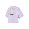 Floral Cartoon Print Casual Sports Round Neck Short Sleeve T-Shirt Women Tops Lavender-Purple 532258-16