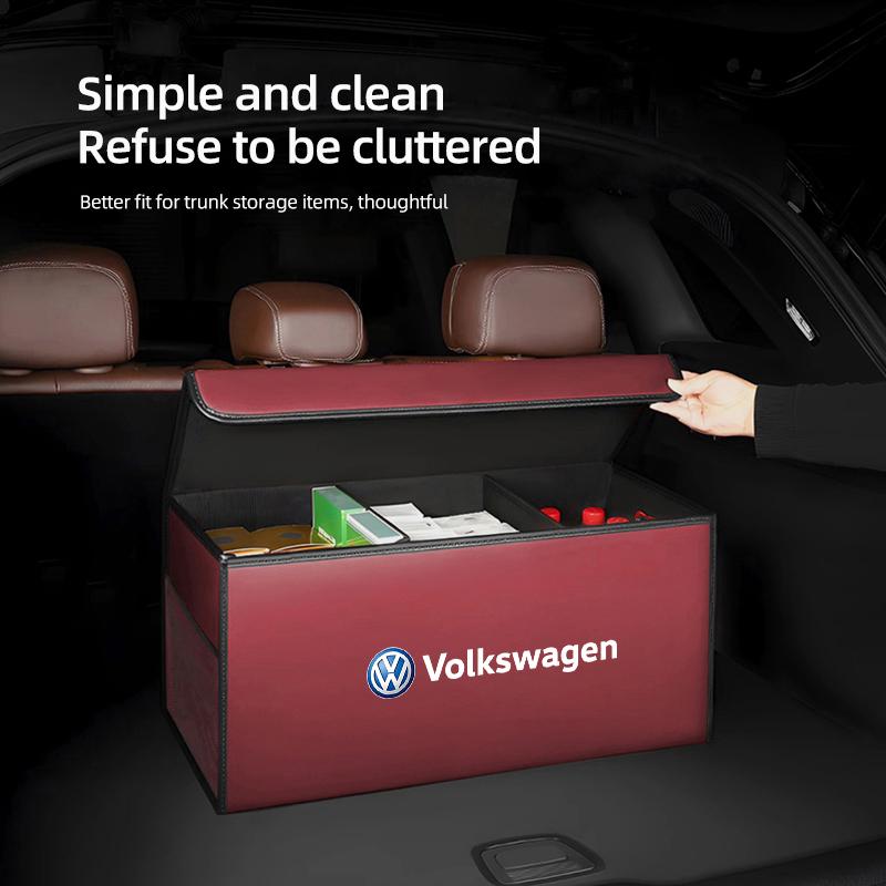 Car Trunk Leather Storage Box Auto Interior Organizer Accessories For VW GTI Polo Golf Passat Tiguan Arteon Touareg Taigo Caddy
