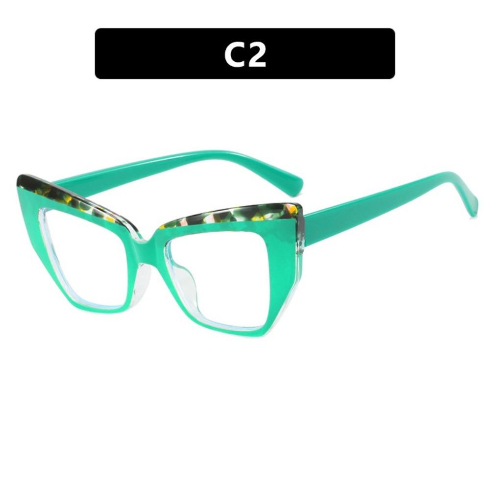 Retro Colorful Cat Eye Glasses Frame Colorable Lens Big Frame Anti Blue Light Glasses Clear Lens Protective Eyewear Travel