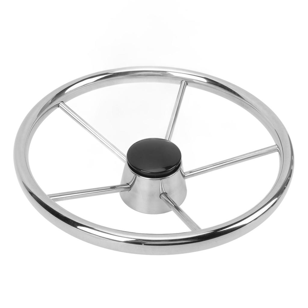 13 1 2 Inch Marine Steering Wheel 5 Spoke 25 Degree Stainless Steel Boat Steering Wheel with Center Cap and Grip for