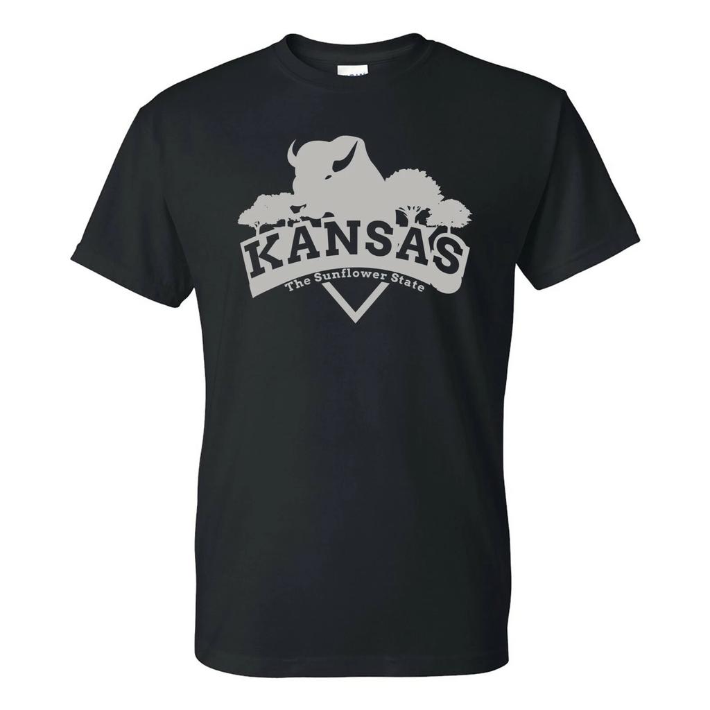 Kansas Buffalo Arch - Hometown State Pride T Shirt - Black