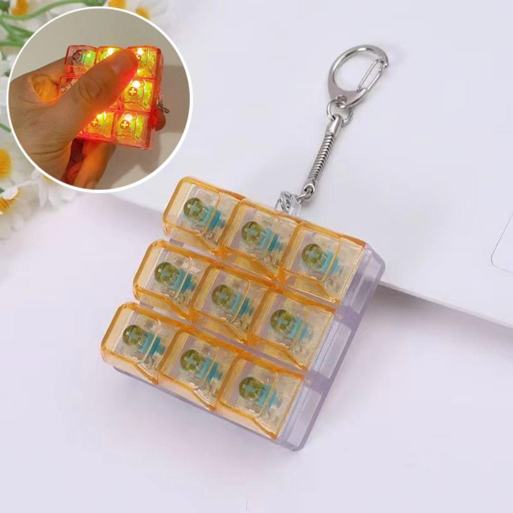 Colorful Keycap Decompression Fidget Keychain 9 Keys Button Finger Clicker Toys Adult Kids
