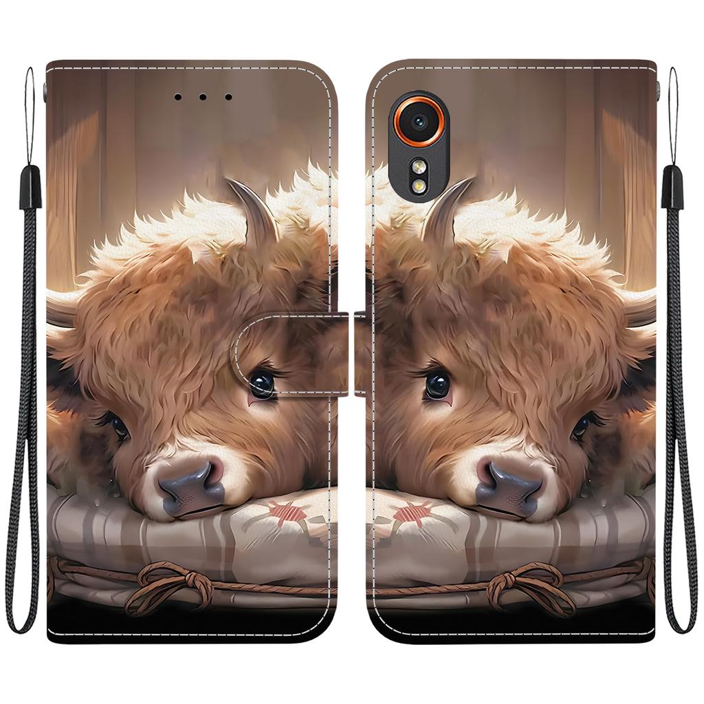 Чехол-книжка из искусственной кожи ручной работы для Samsung Galaxy XCover7 (SM-G556B/G556BU1)- Противоскользящий ударопрочный чехол с ремешком на запястье и дизайнами в виде сердец/роз и кошек