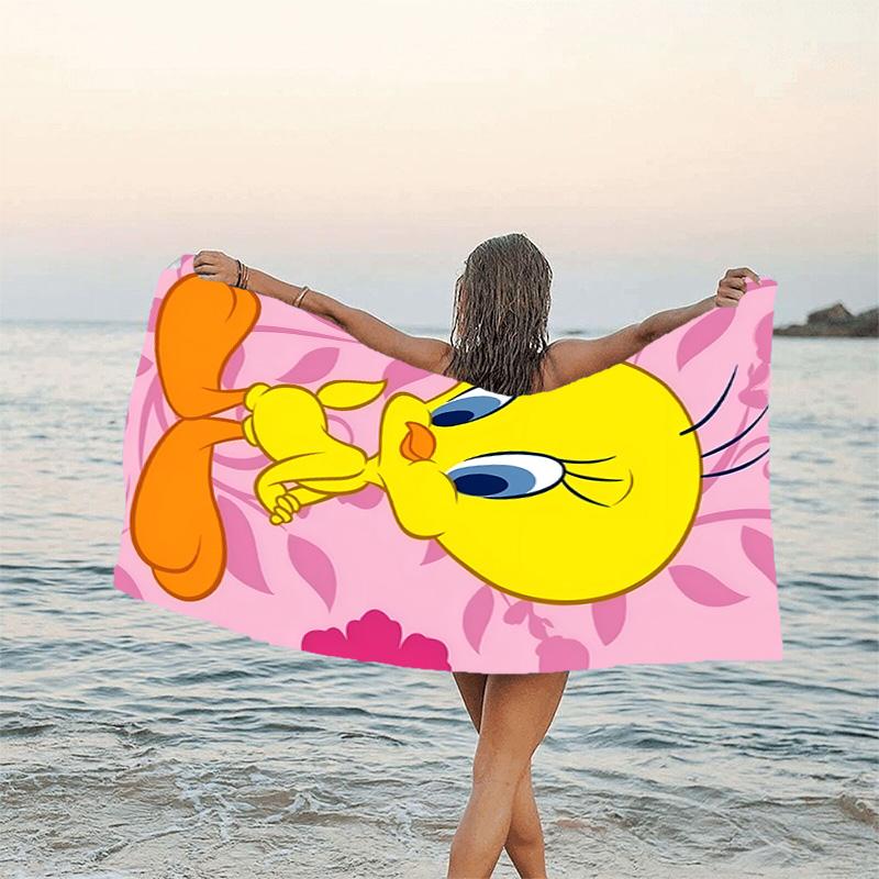 1pc Tweety1 Beach Towel, Beach and Seaside Swimming Pool Equipment, Fashion Pattern, Rectangular, Travel Essentials