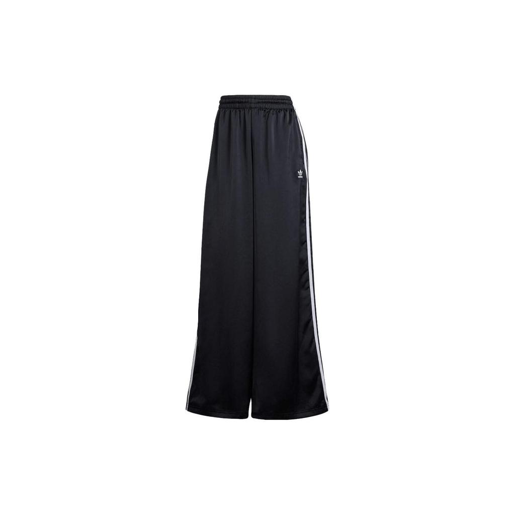 Adidas Originals Striped Elastic Wide Leg Casual Pants Women Bottoms Black IU2520