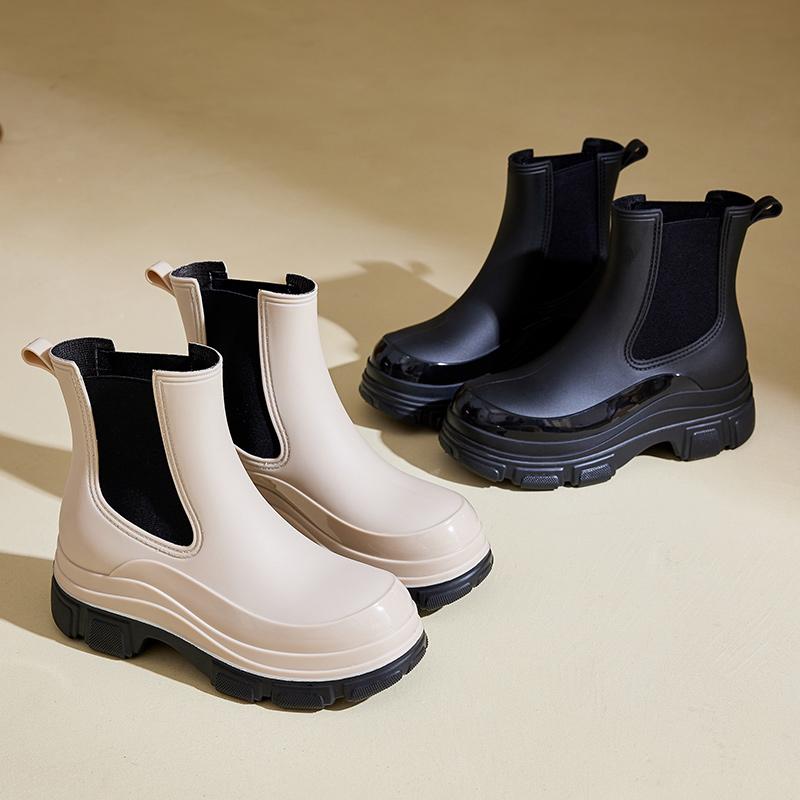 ПВХ противоскользящие модные ботильоны для женщин водонепроницаемая обувь для отдыха на открытом воздухе легкие дышащие резиновые сапоги для четырех сезонов