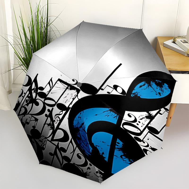 1PC Music Notes Automatic Folding Umbrella Automatic Open/Close, Automatic Folding, 8-Rib Durable Frame, Portable Travel Umbrella 705