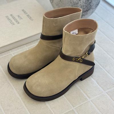 Женские ботильоны из замши, зимние, на каблуке, дизайнерские, уютные, 2025, новые, повседневные, ботильоны для женщин, обувь