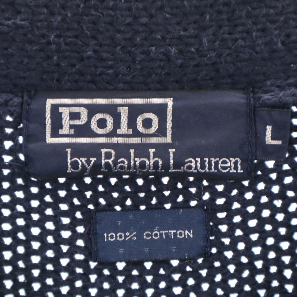 Polo Ralph Lauren 90-е Старый свитер с длинным рукавом и V-образным вырезом L Темно-синий вязаный Мужской Б/у