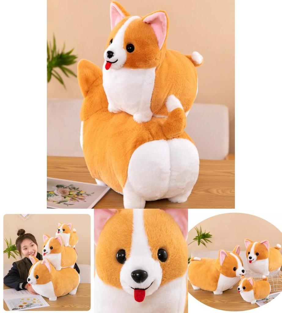 Очаровательная плюшевая игрушка собака корги, милый аксессуар для автомобиля, подушка для обнимания, подарок для детей и друзей