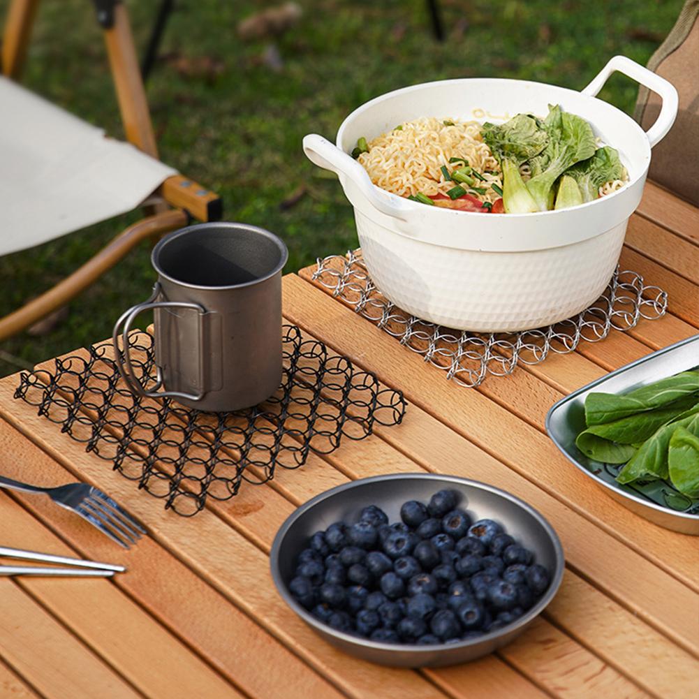 Уличный пружинный изолированный коврик из нержавеющей стали 304, теплоизоляционная подушка, термостойкий коврик для горячих блюд, кастрюль и сковородок для кемпинга