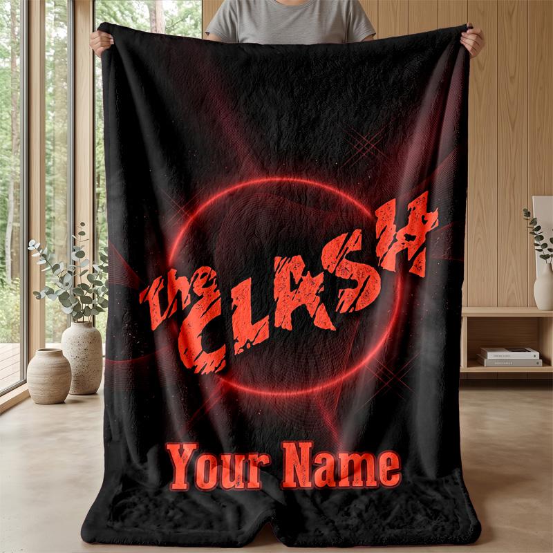 The Clash Custom Flannel Throw Blanket Print Your Name Text Soft Warm Blanket Holiday Present