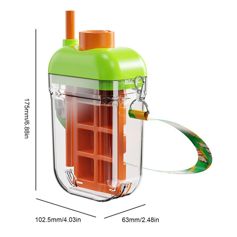 Ice Bottle Cup Ice Maker Tray Bottle With Lid And Bin Reusable 2 In 1 Water Cup With Straw Easy Release Mould For Drinking