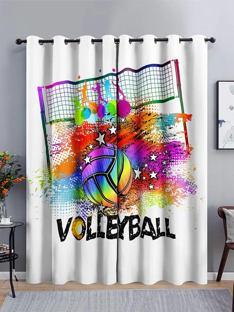 Футбольные мячи Футбольный дизайн Синие шторы Обработка окон Шторы на окнах для гостиной Спальня Детская комната Домашний декор