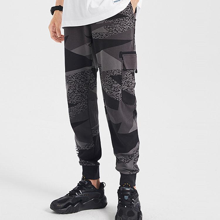Баскетбольная серия Li Ning Badfive, повседневные удобные спортивные брюки с манжетами, мужские брюки, черный камуфляж AKLQ503-1