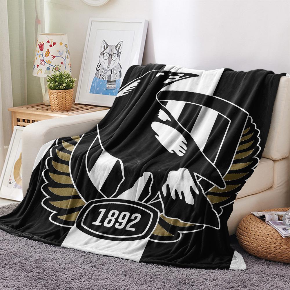 Collingwood Magpies Print Flannel Blanket, High quality Comfortable for All Seasons, Home Decor, Warmth and Comfort