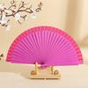 Solid Color Wooden Folding Fan Portable Summer Handheld Cooling Fan Decoration Dance Performance Props Party Costume Accessories
