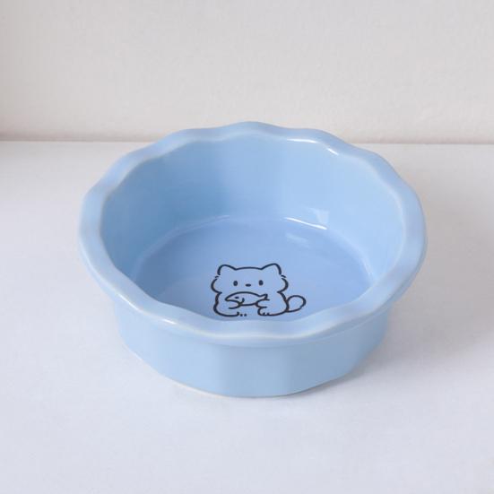 Ceramic Cat Bowl, Round Cat Food Bowl, Easy to Clean, Non-Slip Weighted Food Bowl for Cats And Small Dogs