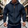 Men's Winter Lined Zip-Up Hoodie, Color Thick Casual Hooded Sweatshirt Jacket