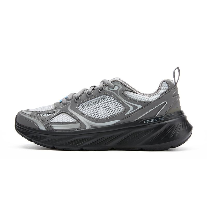 Skechers Летний дышащий модный универсальный тканевый верхний слой из коровьей кожи низкие повседневные кроссовки для бега мужские кроссовки Темно-серый 232919-CCBK