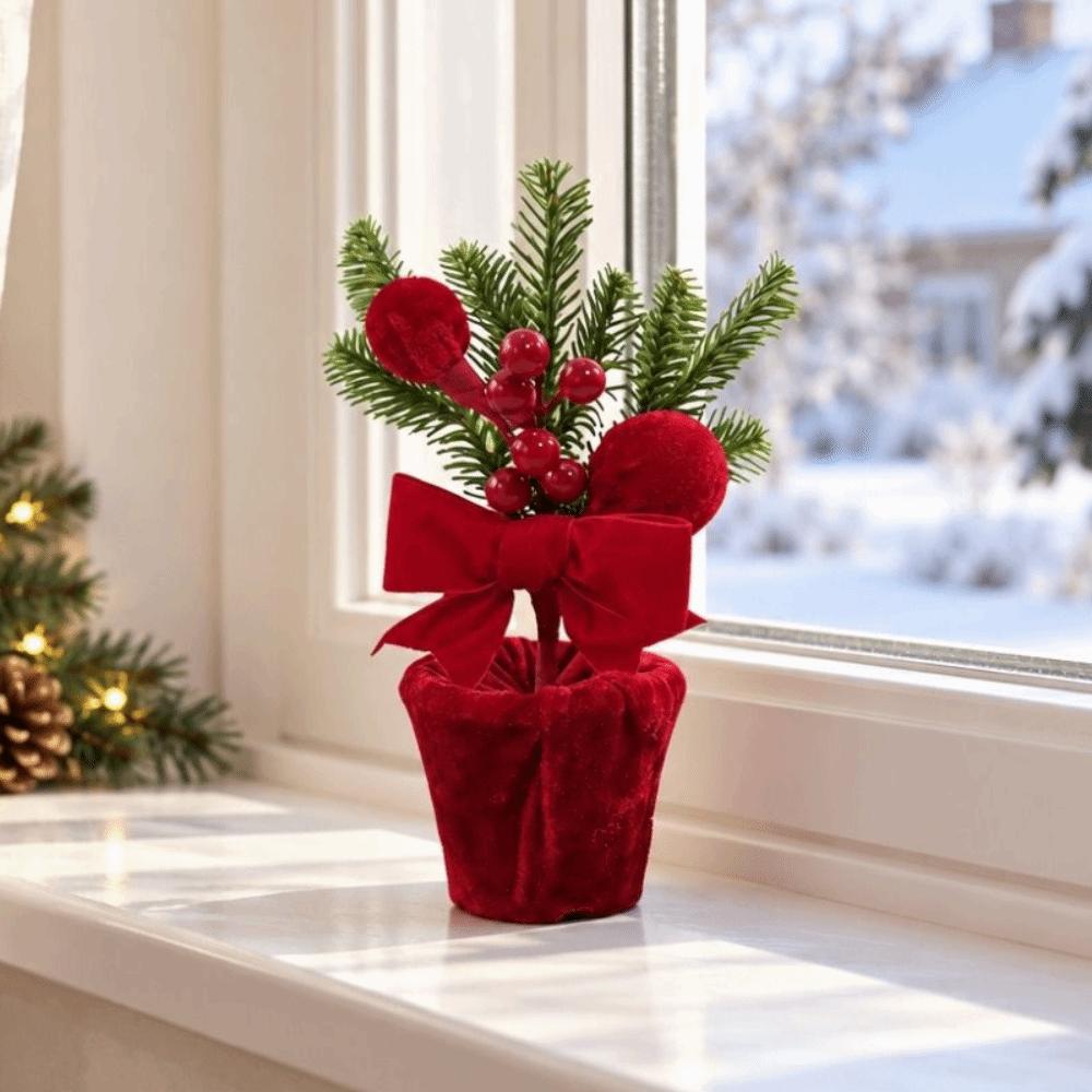Freestanding Mini Christmas Tree Potted Holiday Atmosphere Decorations Desktop