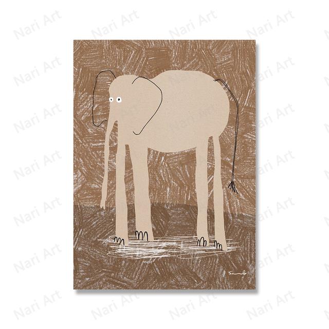 Мультфильм Кот Ракета Печать Плакатов Абстрактное Животное Собака Слон Дом Детская Комната Искусство