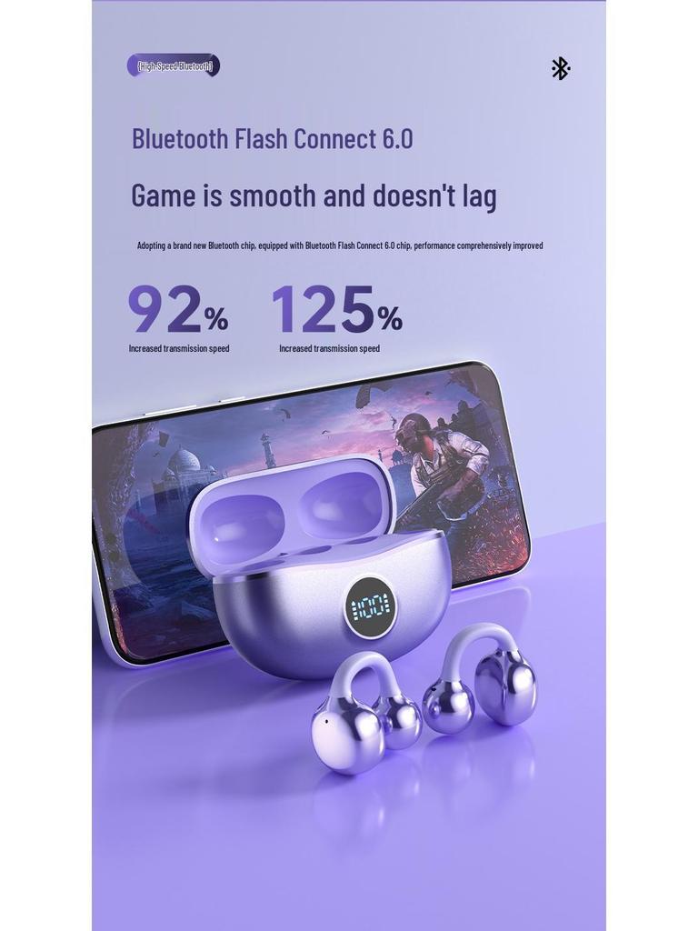 Bluetooth 6.0 Умное шумоподавление Накладные беспроводные наушники-клипсы с длительным временем работы от аккумулятора