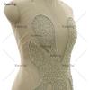 WDP-439  Embroidery Rhinestone Crystal Beads Heavy Fabric Panel Bodice Appliques for Clothes With Rhinestones