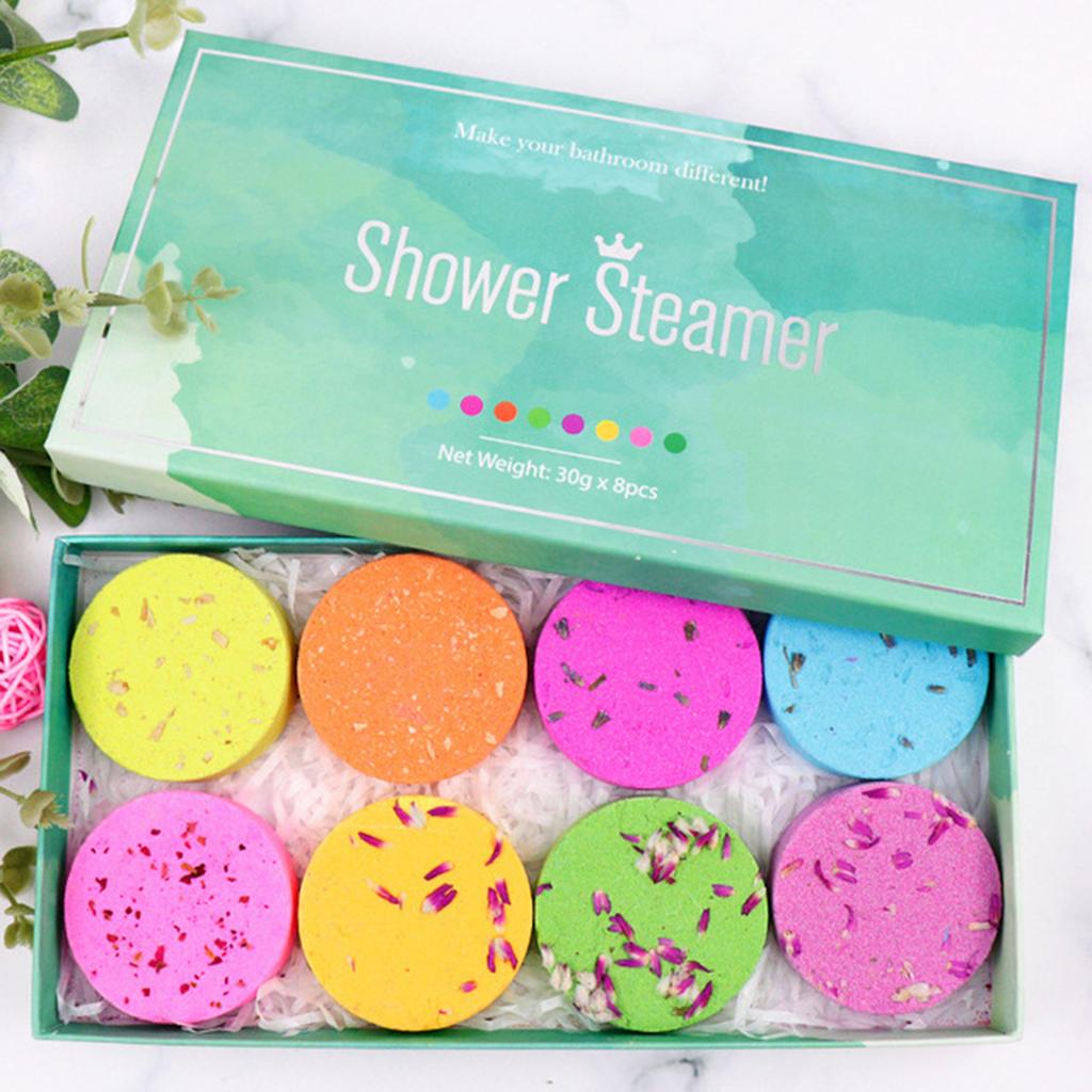 8PCS Mixed Aromatherapy Shower Steamers 30g Mini Bath Bombs Tablets Fragrance for Relaxation with Essential Oil for Home Spa