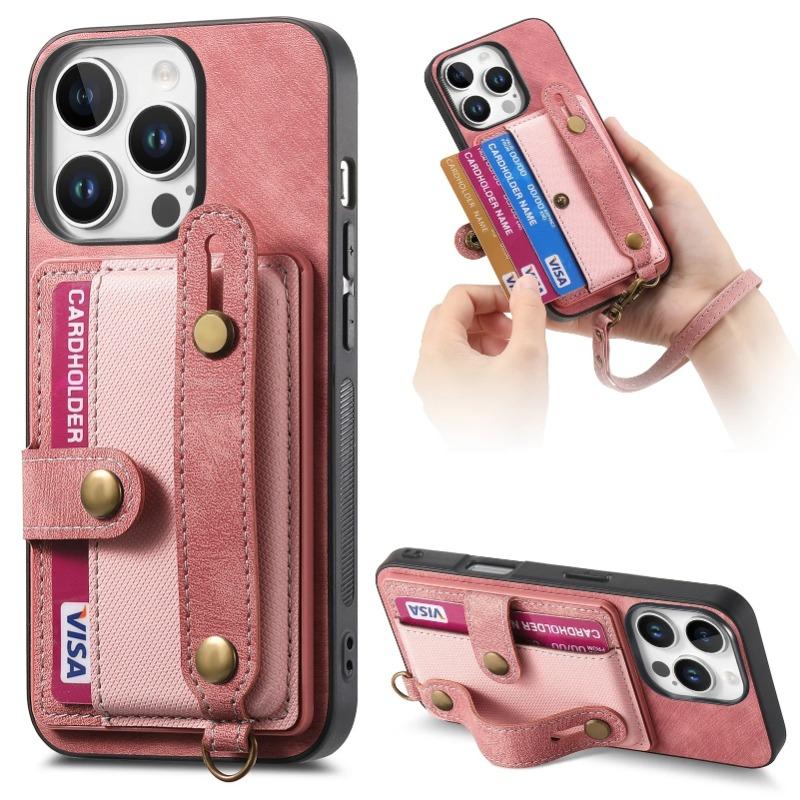 Чехол-подставка из искусственной кожи с отделением для карт для iPhone 16 Pro Max 15 14 11 Plus XS XR 13 12 Mini, держатель для карт, противоударный чехол со шнурком