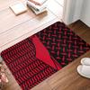 Palestine Flag Welcome Door Mat Kufiya Hatta Print Non Slip Entrance Floor Mat Indoor Flannel Rug for Bathroom Kitchen Bedroom