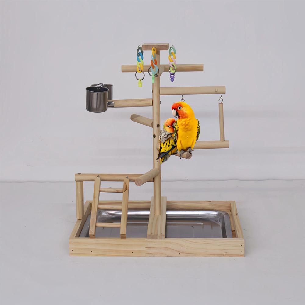 Площадка для игр с попугаями, игровая площадка для птиц, деревянная игровая площадка для птиц с красочными лесенками, подносами, кормушками, качелями и игрушками для кореллы