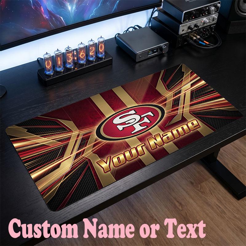 San Francisco 49ers Customized Name Text Mouse Pad, Large Desk Mouse Mat Personalized Home Office Present