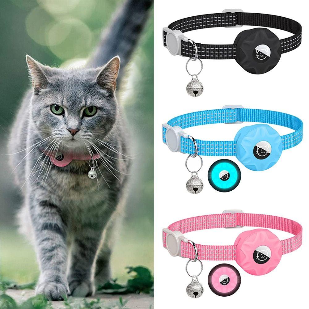 Cat Adjustable Reflective For Apple Airtags Holder Tracker Box Pet Collar Anti-lost Collar