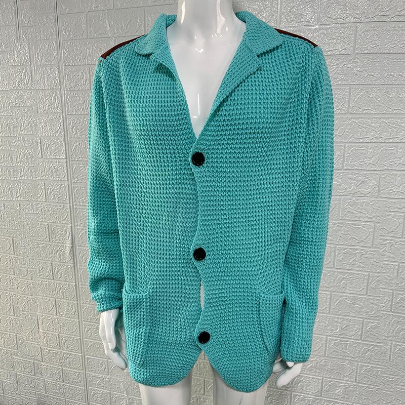 Мужской кардиган приталенного силуэта с отложным воротником больших размеров - Европейский и американский стиль. Осень/Зима 2025.