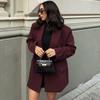 Women's Blazer Outerwears Office Wear Women Suit Jacket Autumn Long Sleeve Burgundy Blazers Formal Woman Minimalist Blazer