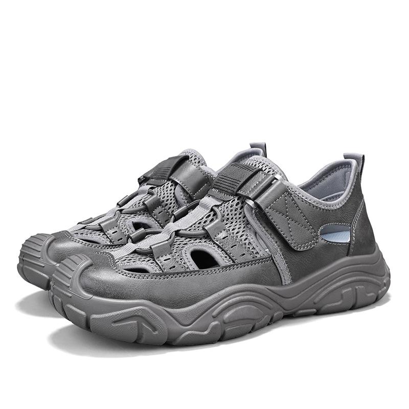 2025 New Men's Summer Breathable Hollow-Out Sandals Covered-Toe Lightweight Outdoor Hiking Beach Casual Trendy Non-Slip Footwear