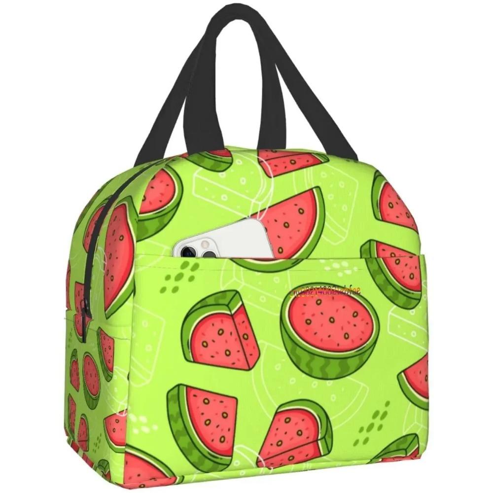 Cute Watermelon Lunch Bag Travel Work Picnic Bento Box Cooler Reusable Canvas Tote Boxes for Women Kids Insulated Lunch Bags