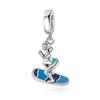 Blue Series 925 Silver Globe Snowflake Dancing Shoes Crown Charm Fit DIY Bracelet Necklace Elegant Party Gifts